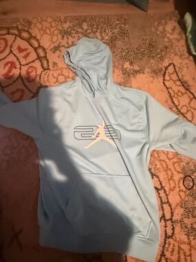 Jordan Light Blue Men’s Hoodie with White Jumpman Logo